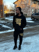 Load image into Gallery viewer, One million wild life black gold jogger suit gold plated, wolf