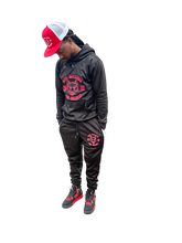 Load image into Gallery viewer, Hoodie jogger suit black red
