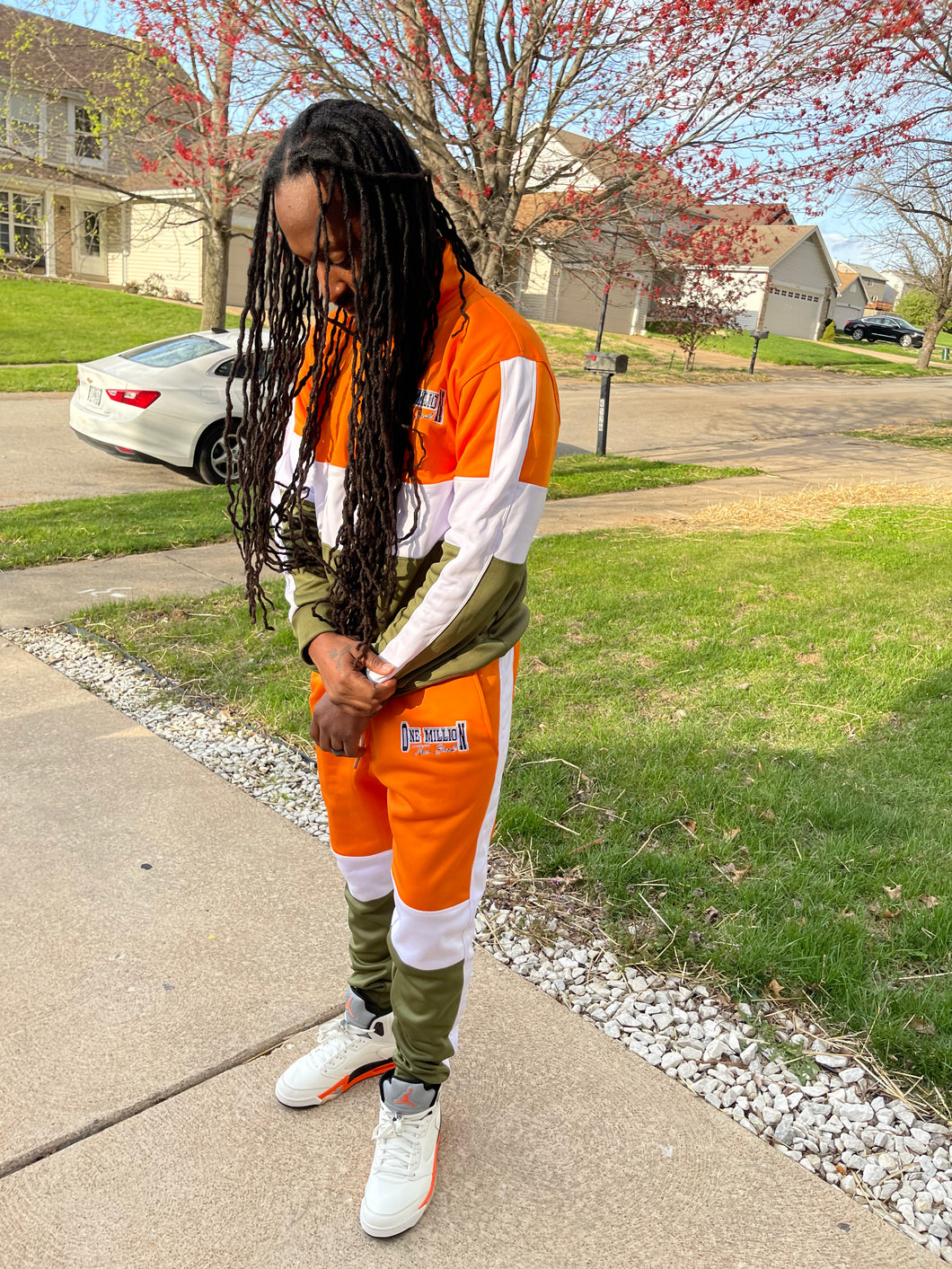 Track jogger suit One million orange white green track suit