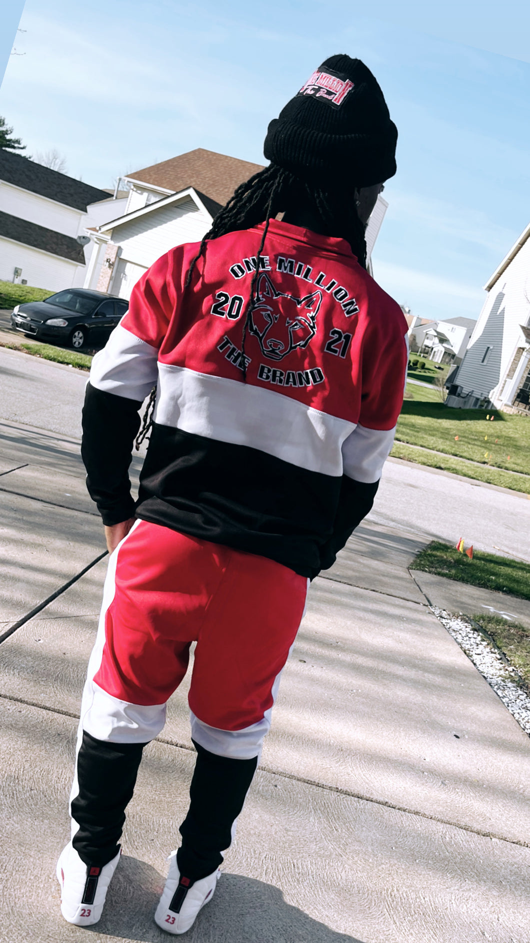 Track Jogger suit red white black
