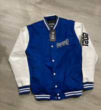 Load image into Gallery viewer, Blue/white letterman jacket
